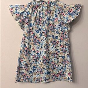 First Love Blue and Pink Ruffled Peter Pan Collar Blouse pit to pit 20” lgth 27”